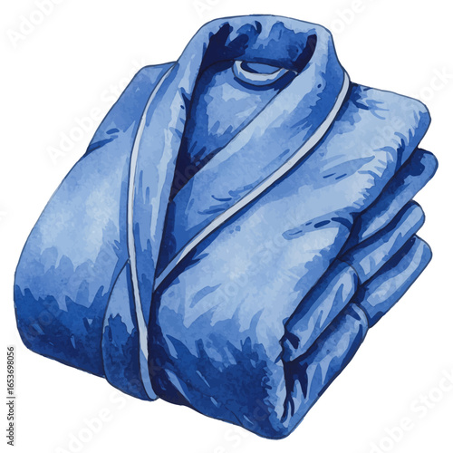 Watercolor Illustration of a Folded Blue Robe
