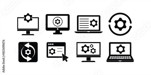 Computer system icon set. Software update icon isolated on white background. Vector illustration