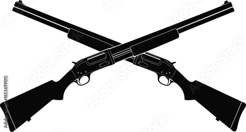 Crossed shotguns illustration hunting firearm vector design