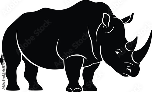 Silhouette of a rhinoceros.