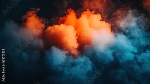 Wallpaper Mural Abstract cloudscape with orange and blue hues against a dark background. Torontodigital.ca