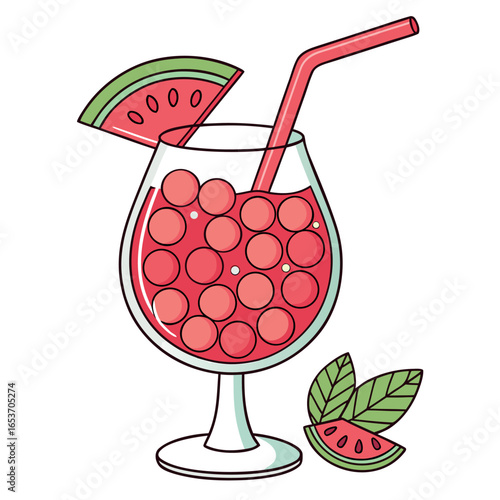 Summer vibes emanate from a glass of watermelon juice with transparent background
