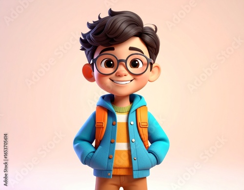 Cute 3D male character wearing sunglasses
