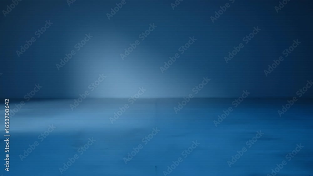 Dark blue background features a wall and a surface suggesting a room