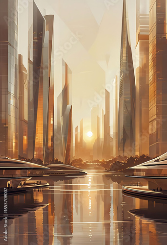 Sepia Chrome Sunset Over Tomorrows Ruins