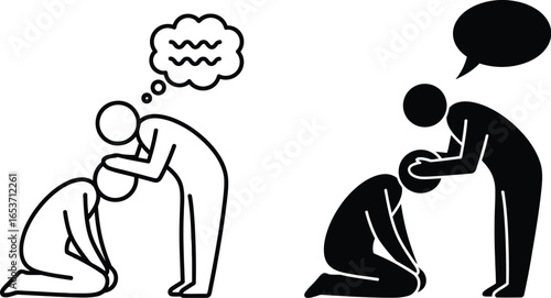 Understanding empathy and support stick figure illustration