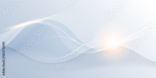 Abstract background grey white waves, modern design with light line silhouettes