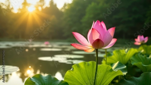 The Beautiful Natural Landscape of Pink Lotus
