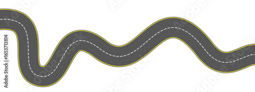 Wallpaper Mural Top view winding road concept. Curve highway lane or wavy race track. Turning street road route. Town or city pavement asphalt path turn. Wiggly roadway drive stripe element. Vector illustration Torontodigital.ca