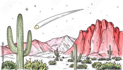 Desert landscape with comet