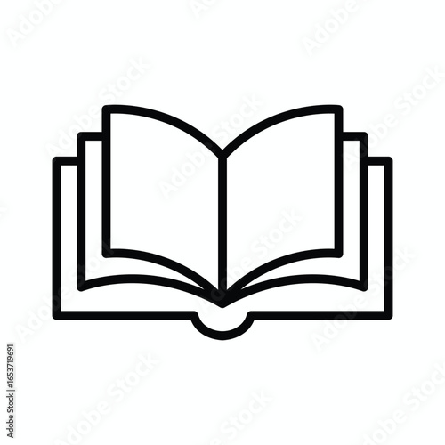 Open Book Icon Illustration Representing Education Knowledge and Literary Pursuits Ideal for Academic Projects and Reading Enthusiasts Designs