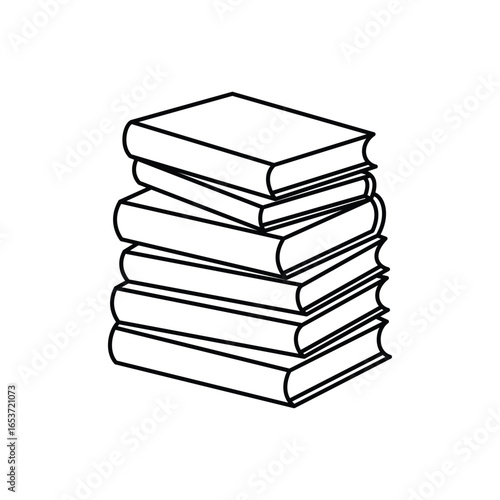 Stack of Books Outline for Education Learning and Reading Promotion Illustration White Background Six Books Stacked Up