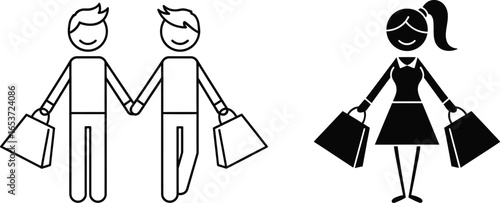 Shopping vector illustration of people with shopping bags