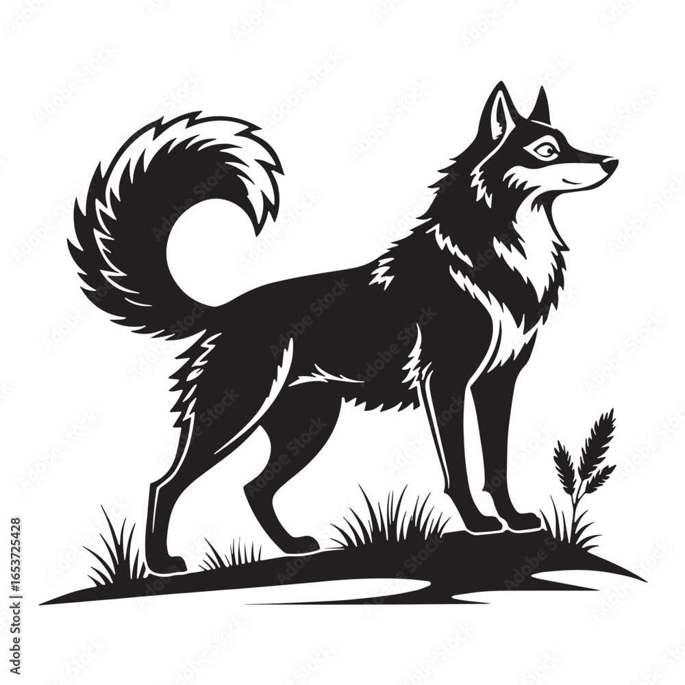 Naklejka premium black husky racing Silhouette Vector, High Quality Illustration on White Background