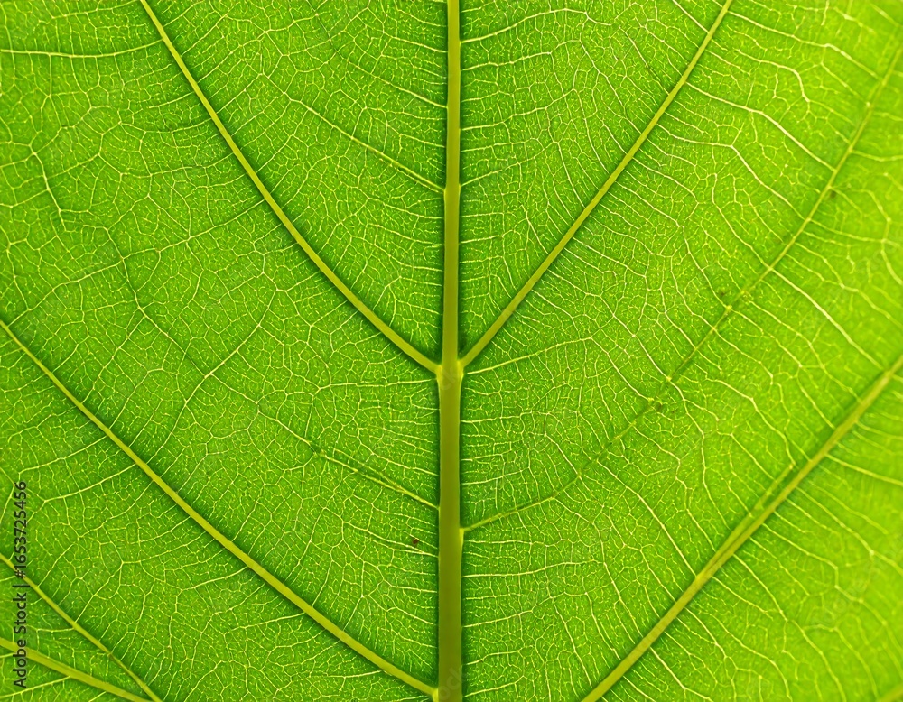 Obraz premium Close-up view of vibrant green leaf veins