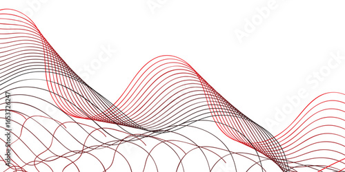Abstract Red Wave Background for Web Banner, Vector Lines Design Isolated on White, Perfect for Brochure and Modern Graphic Layouts
