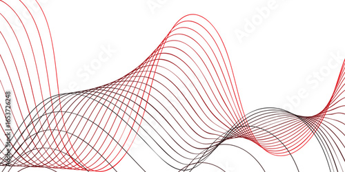 Red Abstract Wavy Lines Vector Background for Web and Print Banners, Smooth Flowing Curve Elements Isolated on White, Perfect for Brochure Design, Marketing Graphics, and Modern Digital Art Projects