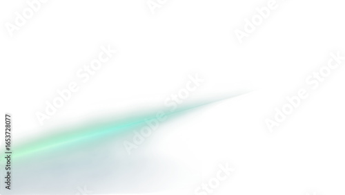 Green light streak with lens flare effect isolated on transparent background