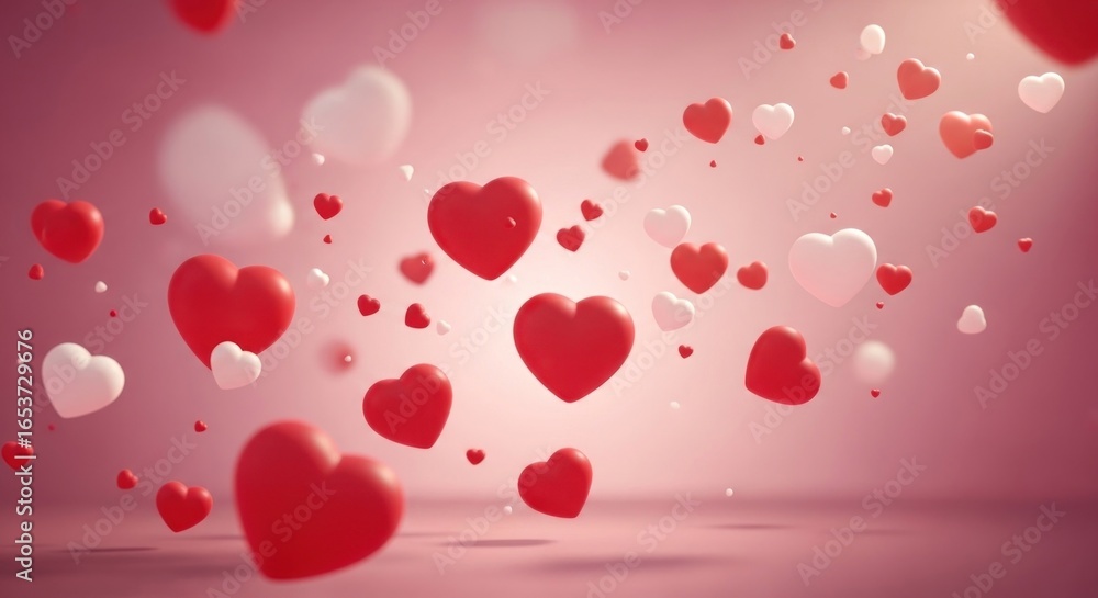 Romantic heart rain creating whimsical scene perfect for valentines day celebration Romantic heart rain creating whimsical scene perfect for valentines day celebration