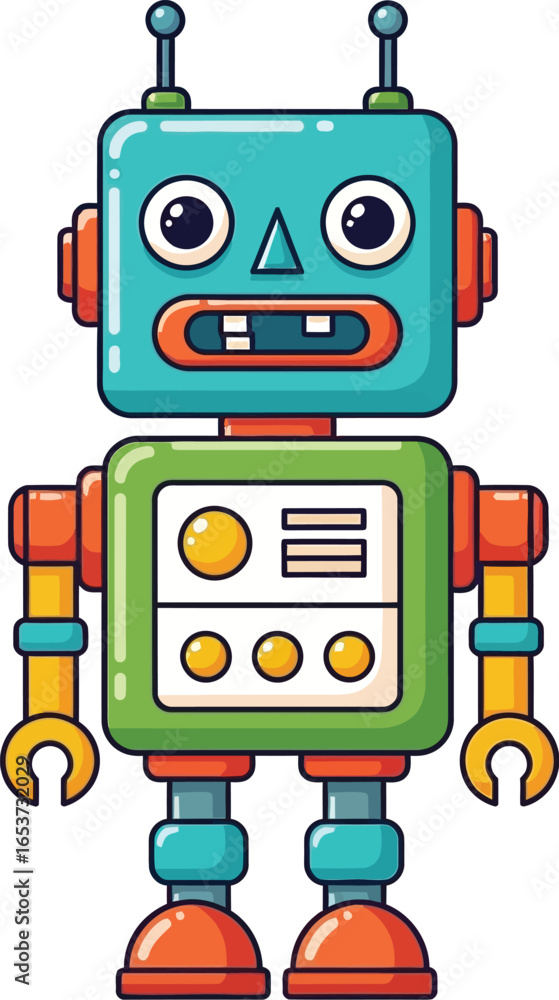 Fototapeta premium Cute Retro Toy Robot Cartoon Vector
