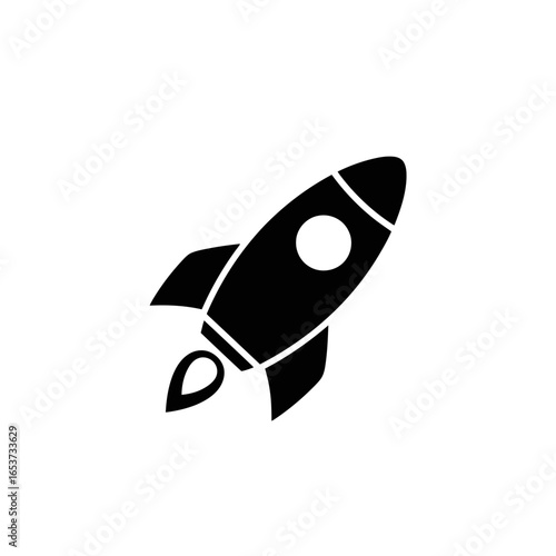 Vector art of rocket ship launching into space representing a startup business taking off to achieve success and growth