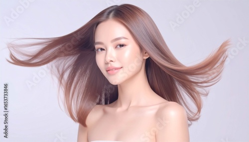 ビューティー　美容　女性　人物　髪　なびく　イメージ　背景