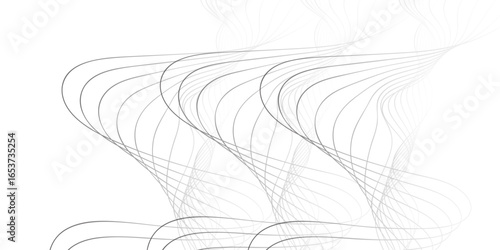 Futuristic 3D render of flowing black lines twisting and weaving over a clean white background, creating a dynamic abstract composition that conveys modern technology, digital innovation, and minimali