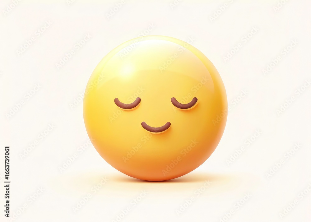 Fototapeta premium Peaceful, simple, and cute 2D emoji. Minimalist digital art, quiet and silent expressions.
