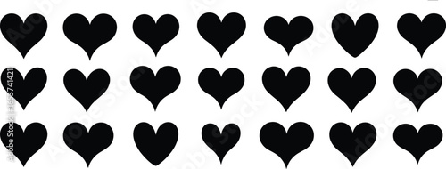 Seamless black heart pattern vector illustration for love, romance, Valentine’s Day, wedding design, decorative graphics, and romantic creative art projects