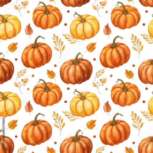 Autumn pumpkin pattern isolated on transparent background