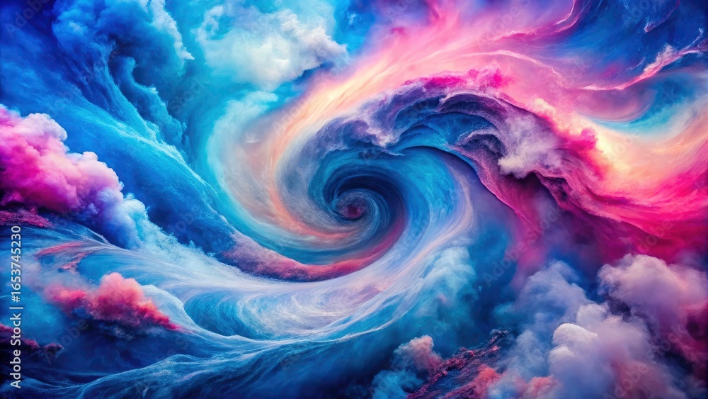 Fototapeta premium Pink and blue watercolor abstract. Drone perspective. Stunning aerial background image.