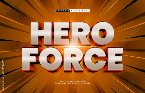 hero force editable text effect with a superhero and brave text effect