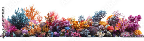 Vibrant coral reef formation isolated on transparent background