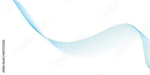 Abstract blue smooth waves on white background. Dynamic sound waves. Design elements. vector eps10