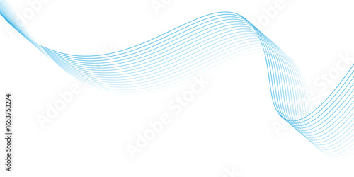 Abstract blue smooth waves on white background. Dynamic sound waves. Design elements. vector eps10