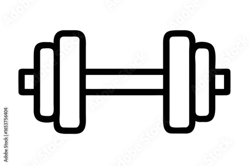 Outline icon of a dumbbell with rounded weights and a textured bar fitness exercise