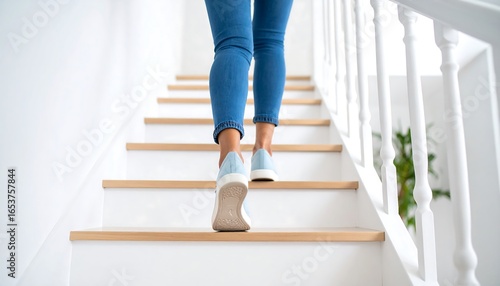 Person ascending stairs