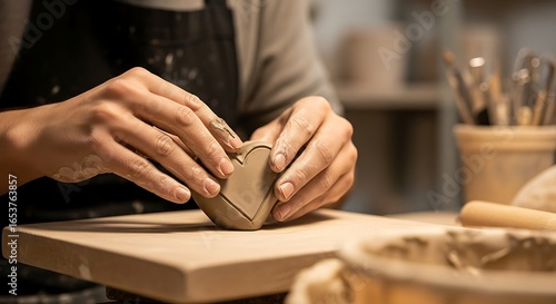 Creating a beautiful clay heart, handmade pottery art for Valentine's Day gift giving love