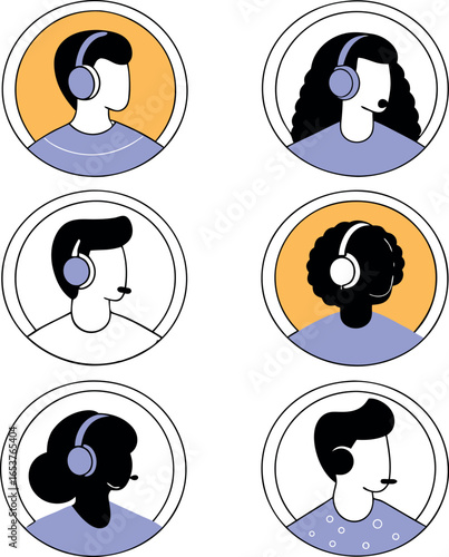 Six diverse flat vector avatars representing professionals with various ethnicities