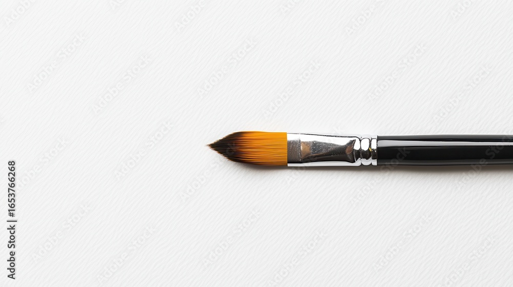 Naklejka premium Minimalist paintbrush lying on textured white surface in studio