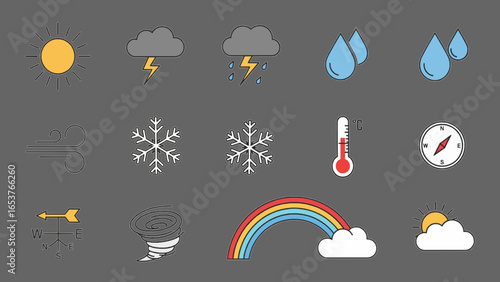 Minimalist Weather Forecast UI Icon Set for Mobile Apps
