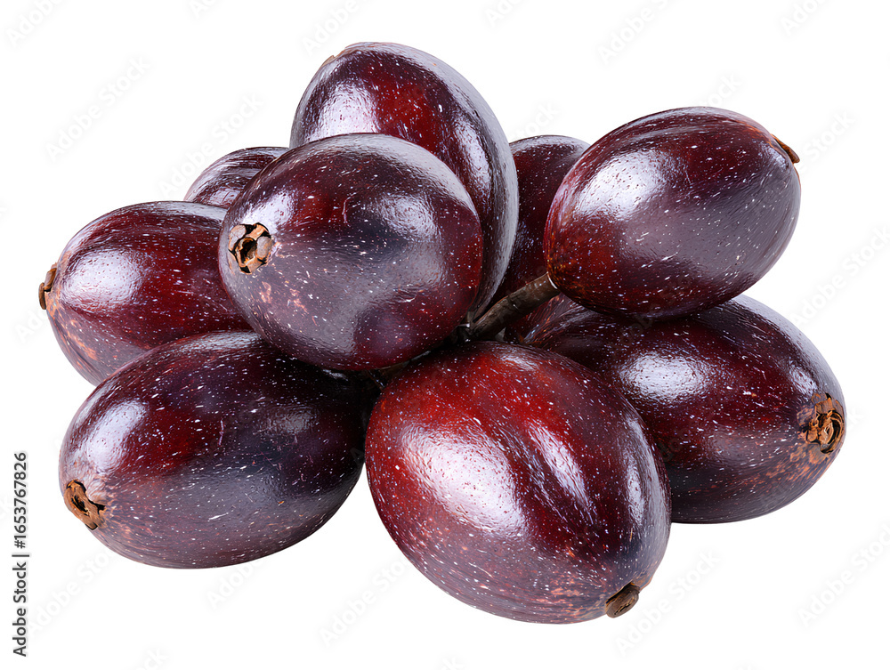 Obraz premium Whole Bacaba Palm Fruits in a Small Cluster, Front View, Isolated on Transparent Background