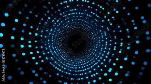 Wallpaper Mural Bright blue dots swirl in a mesmerizing tunnel pattern, creating a captivating visual experience within a digital space, reminiscent of cosmic phenomena. Torontodigital.ca
