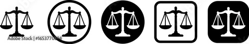 Scales of justice law legal icon vector illustration set