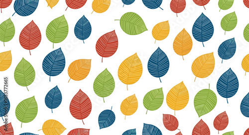 Colorful autumn leaves seamless pattern vector background art editable