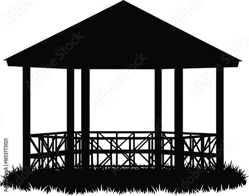 Silhouette gazebo illustration outdoor structure design idea editable