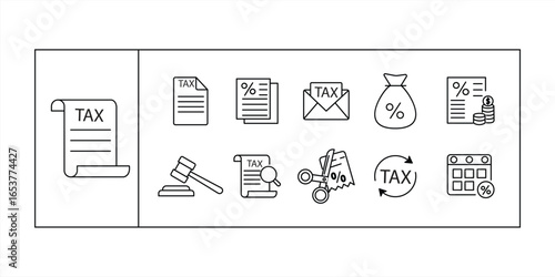 collection of tax icons, isolated on a white background. vector illustration
