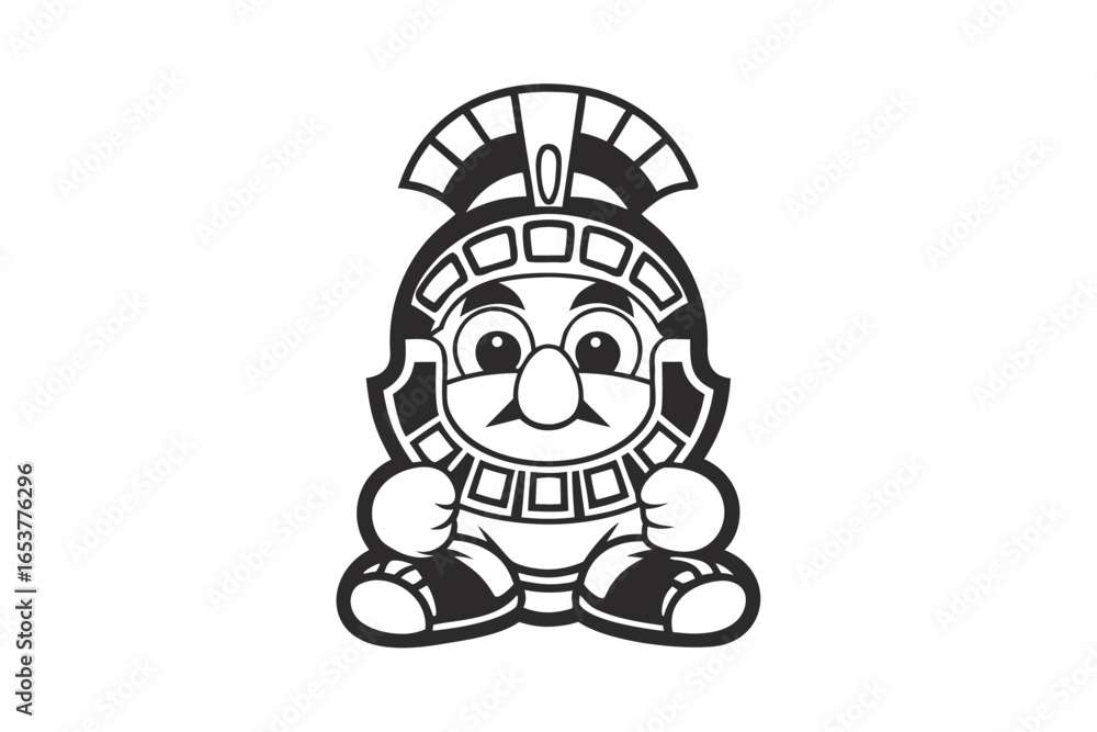 Cartoon Inca Emperor With Headdress On White Background Cartoon Inca Emperor With Headdress On White Background