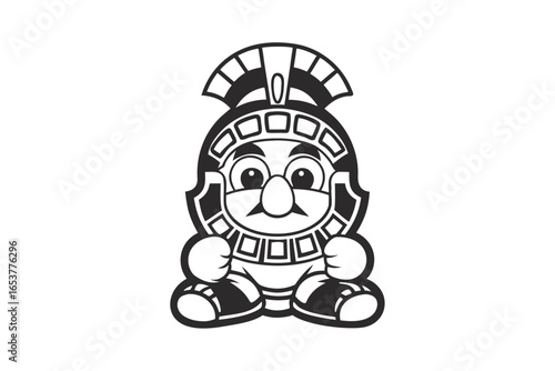 Cartoon Inca Emperor With Headdress On White Background