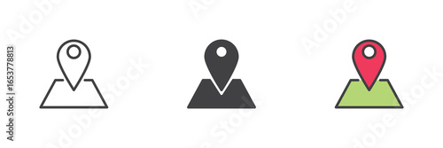 Map pin location icon set in line, solid and filled outline style Free Download Map pin location icon set in line, solid and filled outline style - GFXLoad